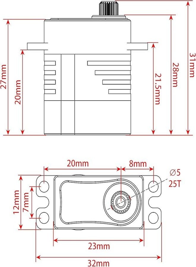 MEUS RACING سيرفو MEUS Racing بدون قلب TRX4M مع حامل سيرفو أفقي وذراع سيرفو لقطع غيار ترقية سيارة الزحف TRX4M 1/18 RC، غير مناسب للإطار الأصلي (12.5 كجم). - Image 4